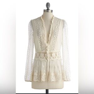 Anthropologie A’reve Boho Lace Embroided Cardigan
